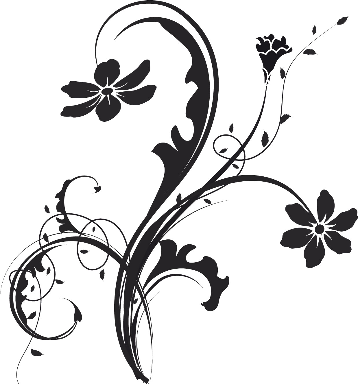かっこいい 花 イラスト 白黒
