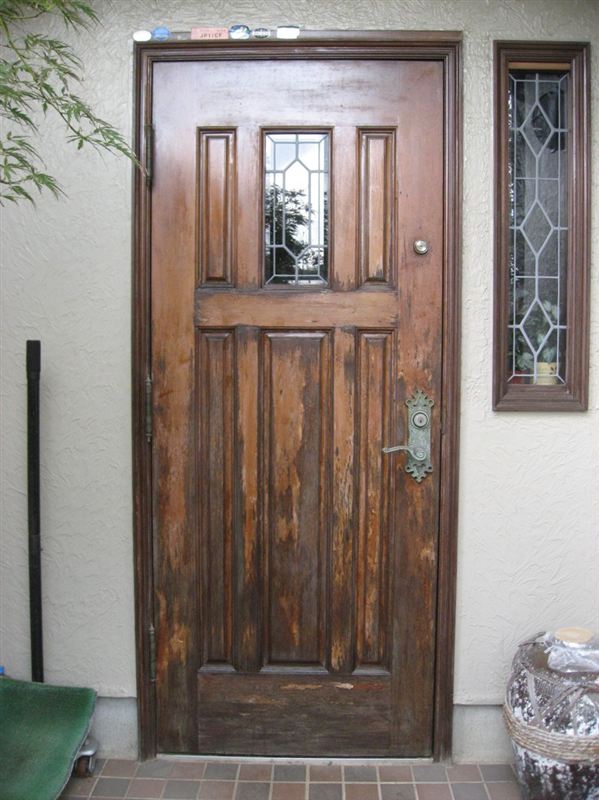 玄関ドア 木製 塗装 Diy
