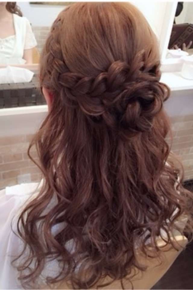結婚式髪型 ロング ハーフアップ