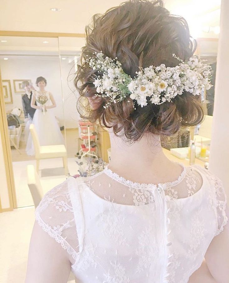 結婚式 髪型 花
